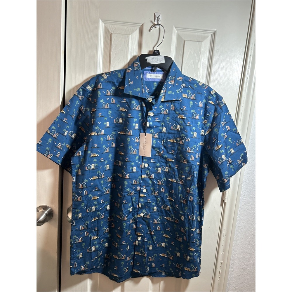 NWT ALEX‎ CANNON Button Down Shirt Mens L VOLKSWAGON/ SURFBOARD PRINT